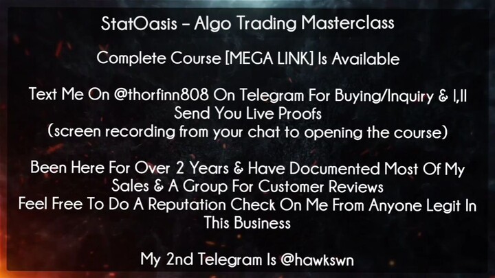 StatOasis Course Algo Trading Masterclass download
