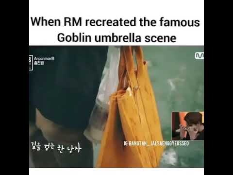when RM recreated the famous Goblin umbrella scene # Rm's version ❤❤