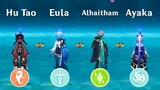 HuTao vs Eula vs Alhaitham vs Ayaka !! Who is Best C0 DPS ?? gameplay Showcase [ Genshin Impact ]