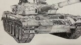 【Sketch】【Gel pen dot painting】Snow painting Type 99 main battle tank