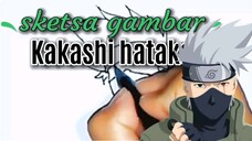 Menggambar sketsa Kakashi hatake dengan spidol.