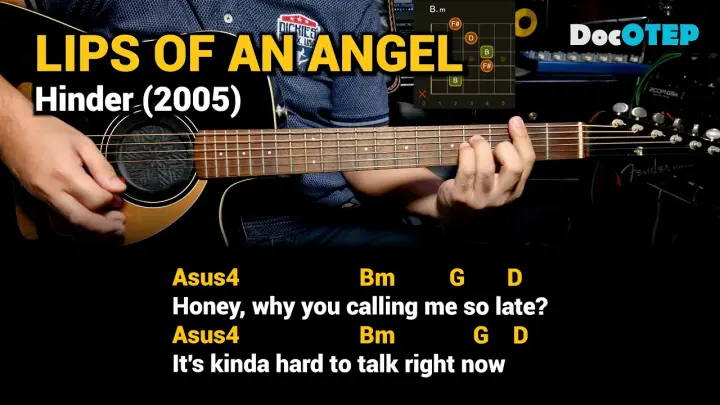 Lips Of An Angel - Hinder (Guitar Chords Tutorial with Lyrics)