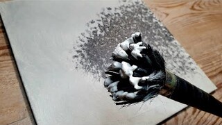 KING ART   N  #694    BLACK AND WHITE  ACRYLIC PAINTING
