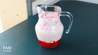 นมสตรอเบอร์รี่ สไตล์เกาหลี ทำง่าย ใช้วัตถุดิบแค่ 3 อย่าง 리얼 딸기 우유 Real Strawberry Milk | Pam Studio