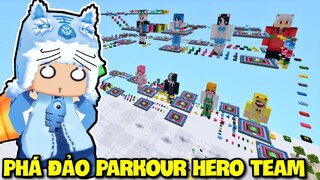 MEOWPEO PHÁ ĐẢO HERO TEAM THỬ THÁCH PARKOUR VÒNG QUANH 8 THÀNH VIÊN HERO TEAM MINI WORLD MINI GAME