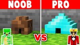 Minecraft NOOB vs PRO: SAFEST TINY HOUSE BUILD CHALLENGE