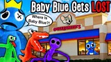 Rainbow Friends Plush: Baby Blue Gets Lost At Chuck E Cheese!