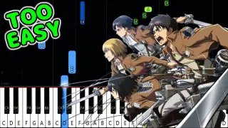 Shinzou wo Sasageyo! - Attack on Titan Season 2 OP - EASY Piano Tutorial [animelovemen]