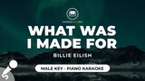 What Was I Made For - Billie Eilish (Male Key - Piano Karaoke)