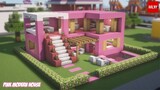 Easy pink modern house - Minecraft tutorial build