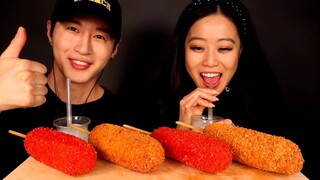 ASMR HOT CHEETOS MOZZARELLA CORN DOGS with STEPHANIE SOO by Zach Choi ASMR