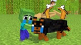 Monster School : Poor Dog Save Baby Zombie From Evil Herobrine - Sad Story - Minecraft Animation