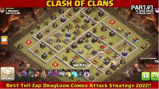 10 Dragon Attack With Zap !! Best Th11 Zap DragLoon Combo Attack Strategy 2022!! PART 3
