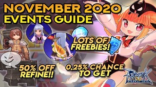 RAGNAROK NOVEMBER 2020 EVENTS GUIDE ~ 50% OFF ON REFINE + FREE HG + BCC BOXES!!