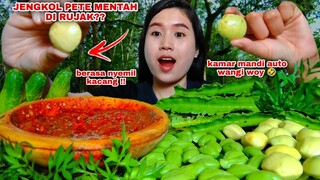MUKBANG RUJAK LALAPAN MENTAH JENGKOL PETE KECIPIR TIMUN TANPA NASI#mukbanglalapanmentah#makanjengkol
