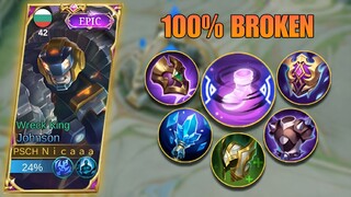 JOHNSON TANK (BROKEN BUILD) JOHNSON 100% BROKEN | BEST BUILD AND EMBLEM S27 | MOBILE LEGENDS