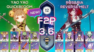 [F2P] NEW Spiral Abyss 3.6 Yaoyao QuickBloom & Rosaria Reverse Melt Floor 12 9 stars Genshin Impact