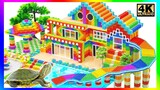 Spend 155 Days To Build Minecraft Style Modern House Has Giant Rainbow Water Slide For My Pets