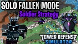 SOLO TRIUMPH FALLEN MODE USING SOLDIER STRAT | Tower Defense Simulator | ROBLOX