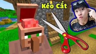 Vinh Lấy Kéo Xem Thử Đầu Dân Làng Có Gì ?? Minecraft CÂY KÉO KÌ LẠ !! THỬ THÁCH SIÊU HÀI LUÔN