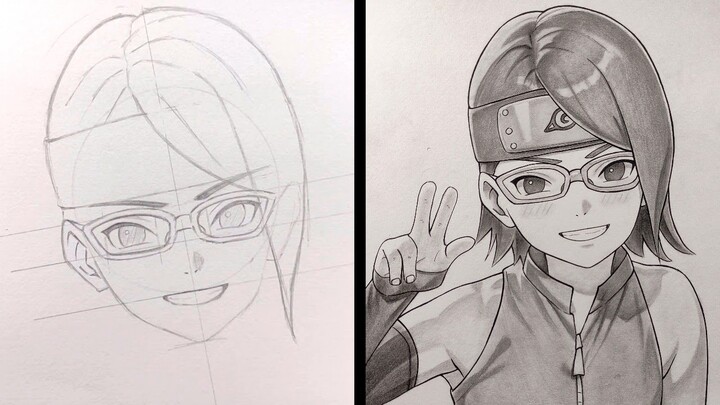 How to Draw Sarada Uchiha | how to draw anime girl |easy anime drawing for beginners