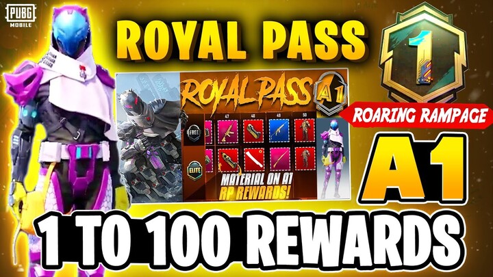 A1 ROYAL PASS 1 TO 100 RP REWARDS | FREE MATERIALS IN ROYAL PASS | A1 ROYAL PASS PUBGM