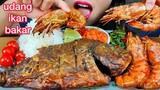 MAKAN UDANG IKAN BAKAR *GRILLED FISH & SHRIMP, SPINACH ASMR MASSIVE Eating Sounds