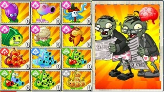 PVZ2 challenge - 500 newspaper zombies vs plant with 5 power up - PVZ2 MK