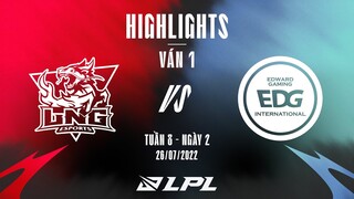 LNG vs EDG | Highlights - Game 1 | Tuần 8 Ngày 2 | LPL Mùa Hè 2022