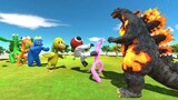 Godzilla Burning Fight Team Rainbow Friends - Animal Revolt Battle Simulator