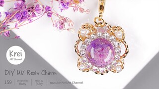 【UV レジン】ドライフラワーを使って、DIYブレスレットチャーム〜♪UV Resin - DIY Bracelet Charm with Dried Flower.