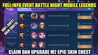 FULL INFO EVENT BATTLE NIGHT MOBILE LEGENDS!!! UPGRADE DAN CLAIM SKIN EPIC CHEST GRATIS