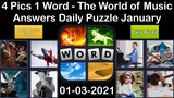 4 Pics 1 Word - The World of Music - 03 January 2021 - Answer Daily Puzzle + Daily Bonus Puzzle