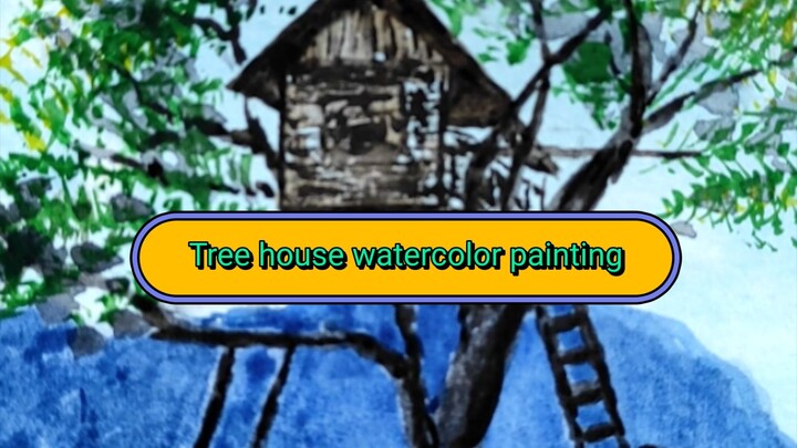 A tree house painting in watercolor