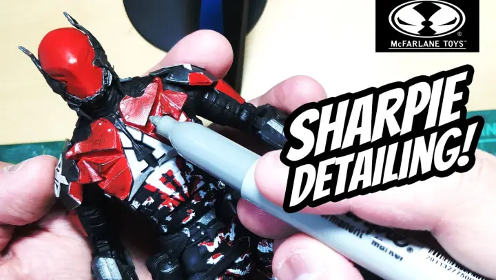 Sharpie Detailing Mcfarlane Toys: Arkham Knight (Red Hood colorway) Custom by Ralph Cifra | DC