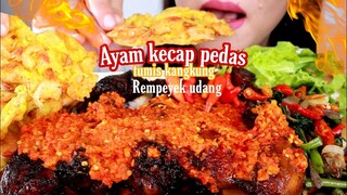 ASMR AYAM KECAP PEDAS TUMIS KANGKUNG PEYEK UDANG | ASMR MUKBANG INDONESIA