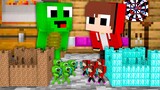 Baby JJ vs Baby Mikey Battle One Block Castle in Minecraft ! Tiny Apocalypse (Maizen Mizen Mazien)