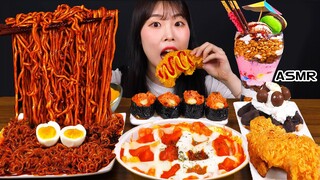 ASMR MUKBANG| 편의점 직접 만든 불닭 떡볶이 양념치킨 김밥 디저트 먹방 & 레시피 FRIED CHICKEN AND Tteokbokki EATING