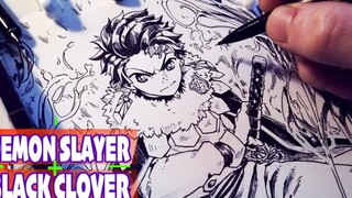 วาด Kimetsu No Yaiba TANJIRO เป็น BLACK CLOVER Magic Knight ออกแบบใหม่ Anime Manga Sketch