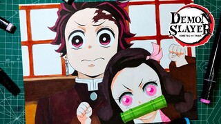 Drawing Tanjiro & Nezuko |Kimetsu no Yaiba season 3