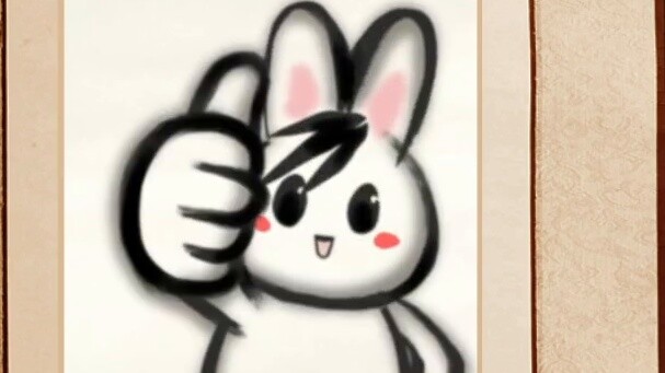 Gói biểu tượng cảm xúc hoạt hình mực "Thỏ với lá tre"