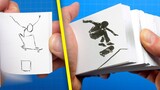 火柴人玩滑板的翻书页动画，每个动作都结合实际！