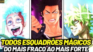 OS 9 ESQUADRÕES DE CAVALEIROS MÁGICOS DE BLACK CLOVER DO MAIS FRACO AO MAIS FORTE