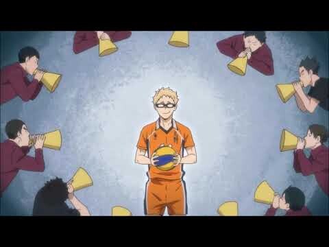 Tsukishima trolling Inarizaki's cheer squad (turn on subtitles)