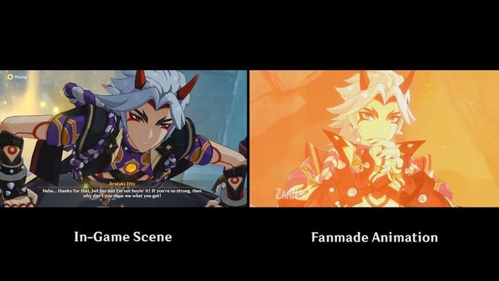 Itto argue with Yelan scene comparison