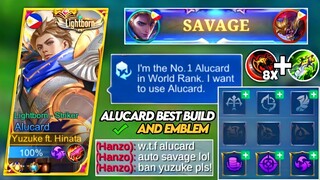 Yuzuke Top 1 Global Alucard Best Build & Emblem for Auto Win! | Easy 1vs5 Auto Savage!! 😱 (Must Try)