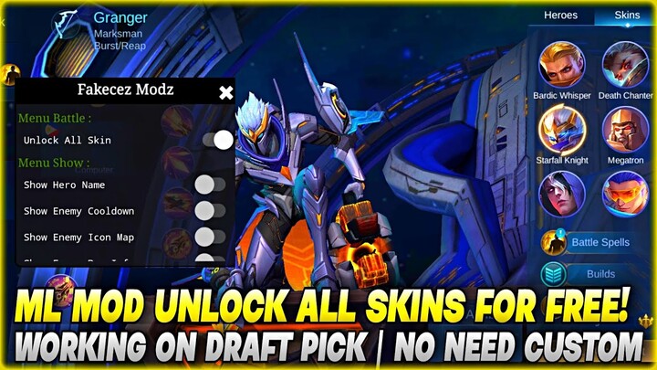 ML MOD UNLOCK ALL SKINS - WORKING ON DRAFT PICK & NO KEY NEEDED | MELISSA PATCH | MLBB