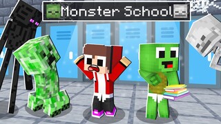 Baby Maizen & Mikey GOING to MONSTER SCHOOL - Funny Story in Minecraft (JJ)