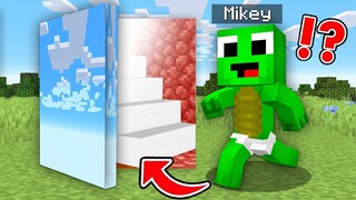 Secret INVISIBLE Door to Security Base Baby JJ and Mickey in Minecraft Challenge Maizen Mazien Mizen