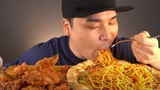 [Mukbang] - Ăn gà rán, pizza, mì Ý - Ẩm thực Hàn Quốc